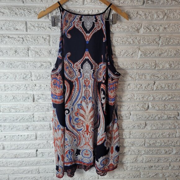 Perseption Womens Dress 3X Plus Mini Slip Blue Red Paisley Lightweight PAI5E - Picture 6 of 13